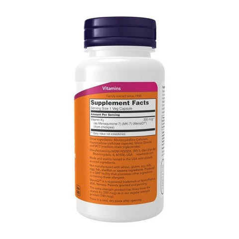 Now Foods, MK-7 Vitamin K-2 Extra Strength, 300 Mcg, 120 VegCaps
