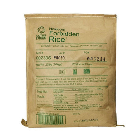 Lotus Foods, Forbidden Black Rice, 22 Lbs Lotus Foods