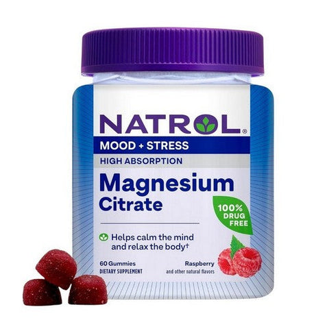 Natrol, Mood And Stress Magnesium Citrate High Absorption Raspberry, 60 Gummies Natrol