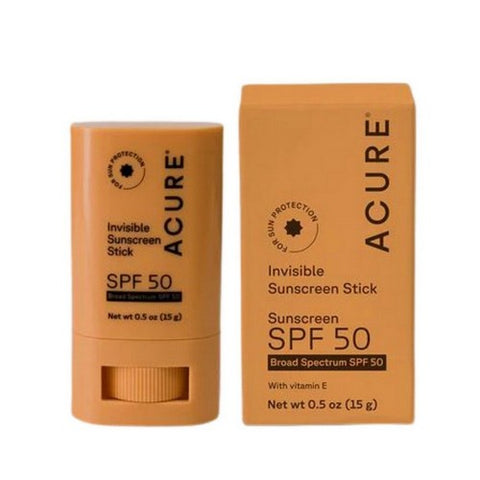 Acure, Sunscreen Invisible Stick SPF 50, 0.5 Oz Acure