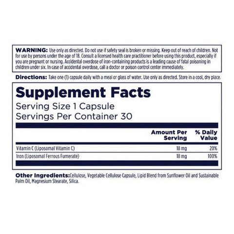 Kal, Liposomal Iron Plus C, 30 Veg Caps Kal