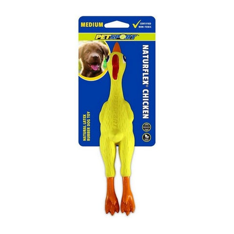 Naturflex Chicken Latex Dog Toy Medium / 9.25 Inches, Yellow by Petsport
