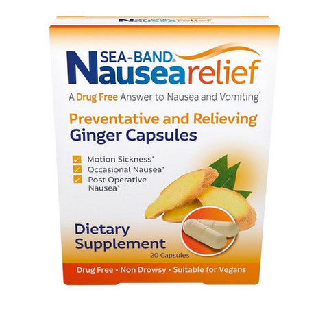 Sea-Band, Anti Nausea Ginger Capsules, 20 Count Sea-Band