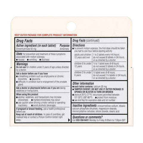 Foster And Thrive, Motion Sickness Dimenhydrinate, 50 Mg, 12 Tabs Foster And Thrive