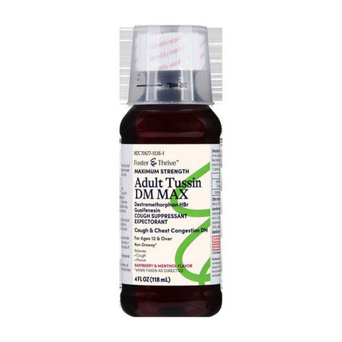 Foster And Thrive, Adult Tussin Dm Max Raspberry & Menthol, 4 Oz Foster And Thrive