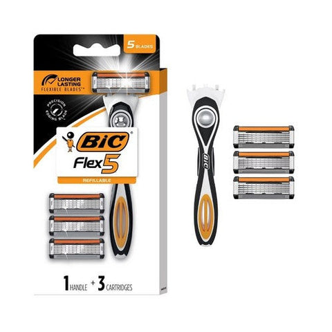 Bic, Flex 5 Hybrid Razor With Cartridges, 3 Count