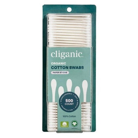 Cliganic, Organic Cotton Swabs, 500 Count Cliganic