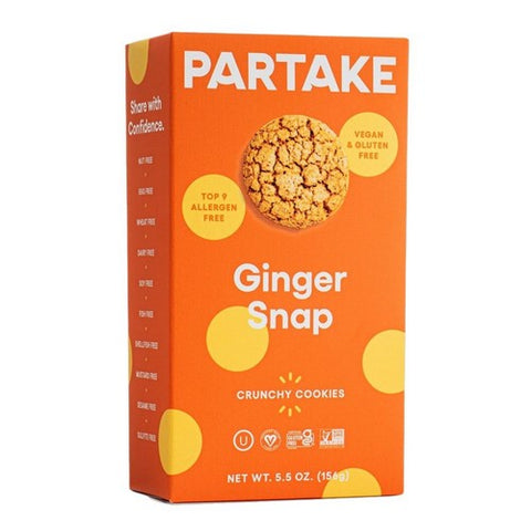 Partake Foods, Ginger Snap Crunchy Cookies, 5.5 Oz (Case Of 6) Partake Foods
