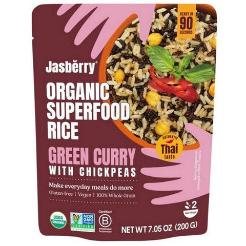 Jasberry, Superfood Green Curry With Chickpeas And Rice, 7.05 Oz (Case Of 6) Jasberry