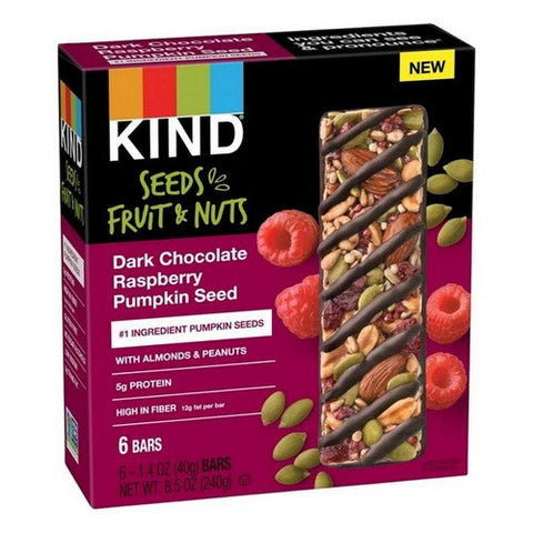 Kind, Seeds Fruit And Nuts Snack Bar Dark Chocolate Raspberry Pumpkin Seed, 1.4 Oz X 6 Count (Case Of 10) Kind