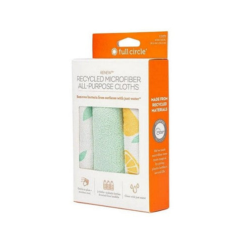 Full Circle Home, Renew Recycled Microfiber All-Purpose Cloths Citrus Print, 3 Count (Case Of 6) Full Circle Home