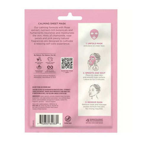 Burts Bees, Calming Sheet Mask With Rose, 1 Count (Case Of 6) Burts Bees