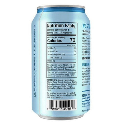 Bambucha Kombucha, Blueberry Tart Big Organic, 12 Oz (Case Of 12)