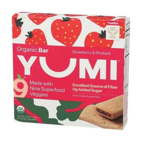 Yumi, Strawberry Rhubarb Bars, 3.7 Oz (Case Of 6) Yumi