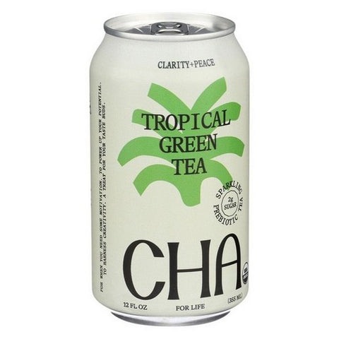 Cha, Organic Sparkling Tropical Green Tea, 12 Oz (Case Of 12) Cha