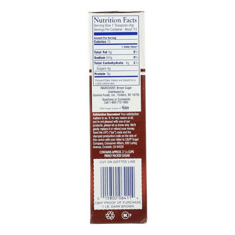 C & H, Pure Cane Sugar Dark Brown Box, 16 Oz (Case Of 24) C & H
