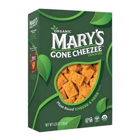 Marys Gone Crackers, Organic Cheezee Crackers Cheddar And Herb Flavor, 4.25 Oz (Case Of 6) Marys Gone Crackers