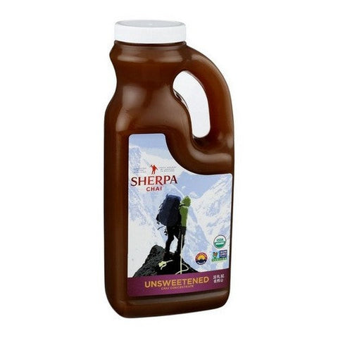Sherpa Chai, Unsweetened Chai Tea Concentrate Medium Bottle, 32 Oz (Case Of 6) Sherpa Chai