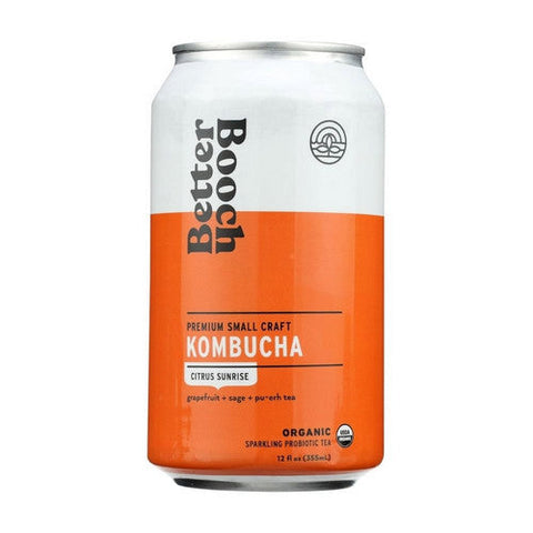 Organic Citrus Sunrise Kombucha With Grapefruit Plus Sage Plus Puerh Tea 12 Oz X 4 Count (Case Of 6) by Better Booch