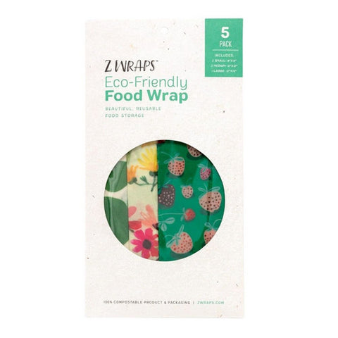 Assorted Prints Beeswax Wraps Large Pack 5 Count by Z Wraps