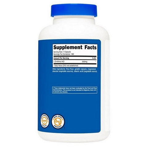 Nutricost, L-Ornithine Capsules, 500 Mg, 180 Count Nutricost