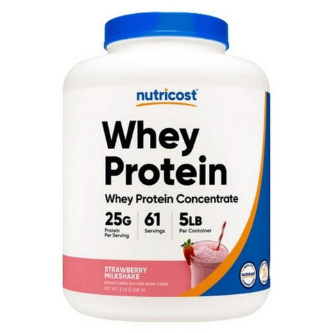 Nutricost, Whey Protein Concentrate Powder Strawberry Milkshake, 5 Lbs Nutricost