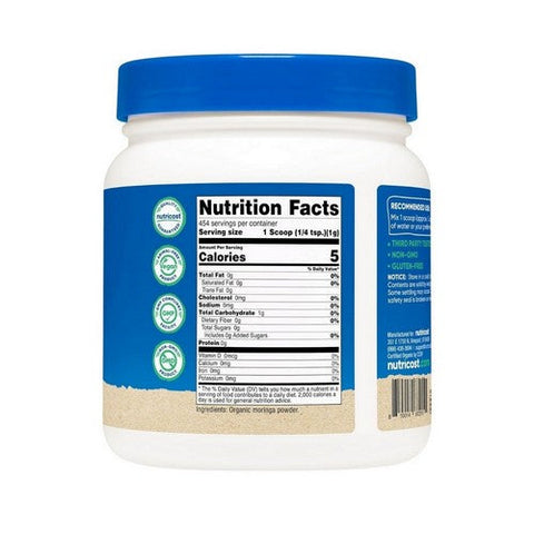 Nutricost, Organic Moringa Unflavoured, 1 Lb Nutricost