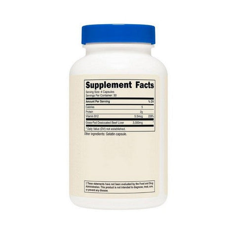 Nutricost, Grass-Fed Desiccated Beef Liver, 3000 Mg, 120 Caps Nutricost