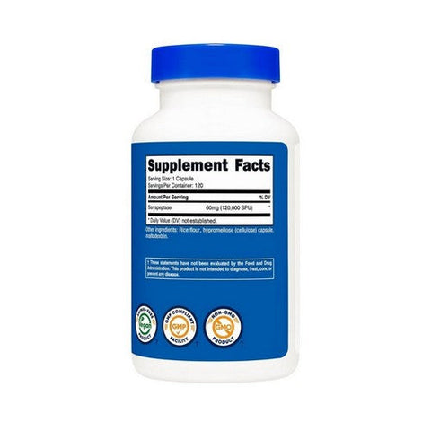 Nutricost, Serrapeptase, 120,000 SPU, 120 Caps Nutricost