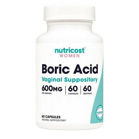 Nutricost, Women Boric Acid Vaginal Suppository, 600 Mg, 60 Caps Nutricost