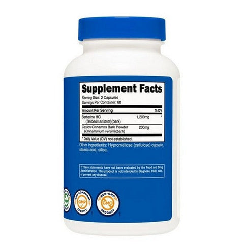 Nutricost, Berberine HCL With Ceylon Cinnamon Capsules, 1200 Mg, 120 Count Nutricost