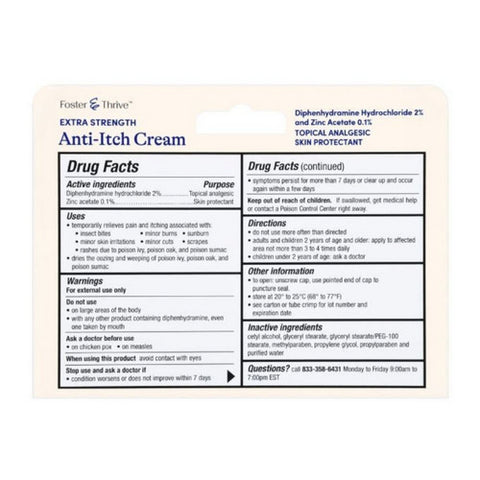 Foster And Thrive, Extra Strength Anti-Itch Cream, 1 Oz Foster And Thrive