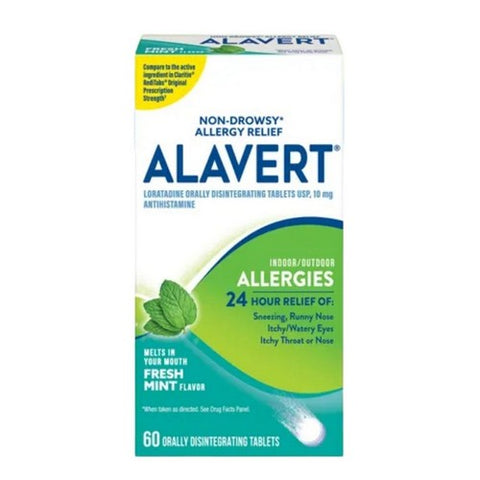 Alavert, 24 Hour Non-Drowsy Allergy Relief Tablets Fresh Mint, 60 Tabs Alavert
