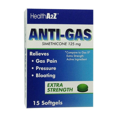 Health A2Z, Anti Gas Simethicone Extra Strength, 125 Mg, 15 Softgels Health A2Z