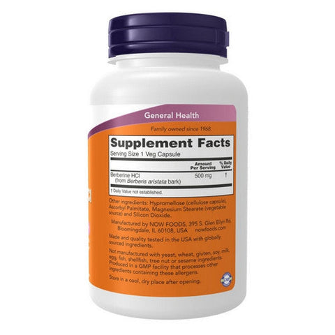 Now Foods, Berberine HCl, 500 mg, 90 Veg Capsules Now Foods