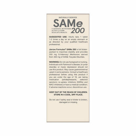 Jarrow Formulas, SAM-e, 200 mg, 60 Tabs Jarrow Formulas