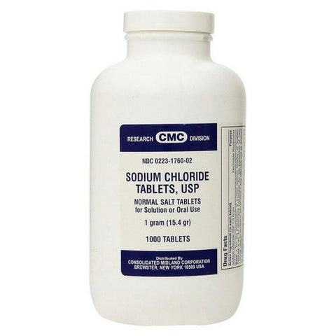 Consolidated Midland Corp, Sodium Chloride USP Normal Salt, 1000 Tabs Consolidated Midland Corp
