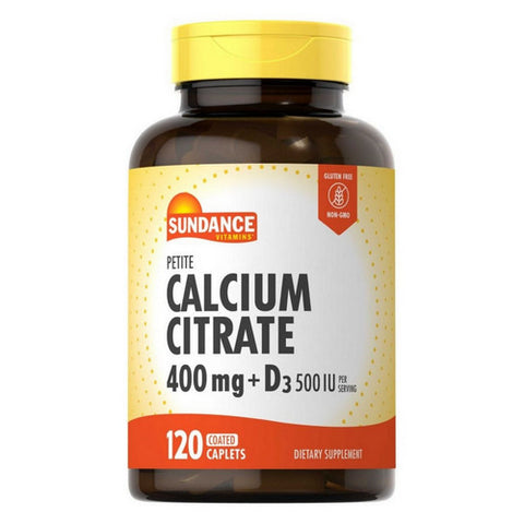 Sundance, Calcium Citrate Plus D3 Coated Caplets Petite, 400 Mg, 120 Caps