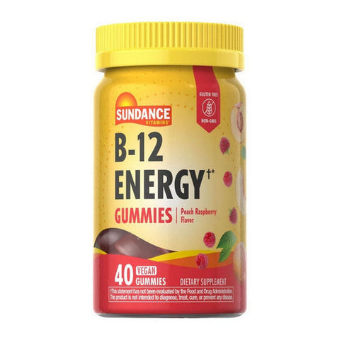 Sundance, B-12 Energy Vegan Gummies Natural Peach Raspberry, 40 Count
