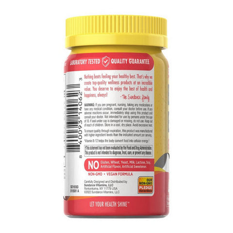 Sundance, B-12 Energy Vegan Gummies Natural Peach Raspberry, 40 Count