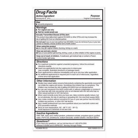 Vcf, Vaginal Contraceptive Gel Pre-Filled Applicators, 10 Count