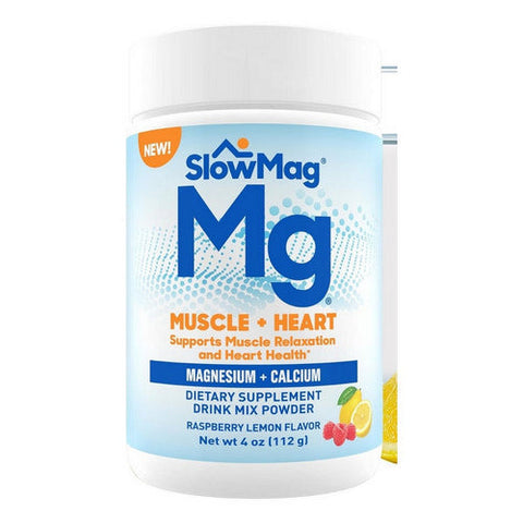 Slow Magnesium, Muscle + Heart Drink Mix Powder Raspberry Lemon, 4 Oz Slow Magnesium