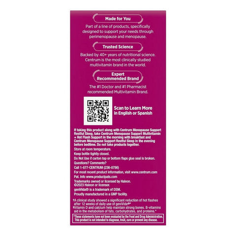 Centrum, Menopause Mulitvitamin And Hot Flash Support, 30 Tabs