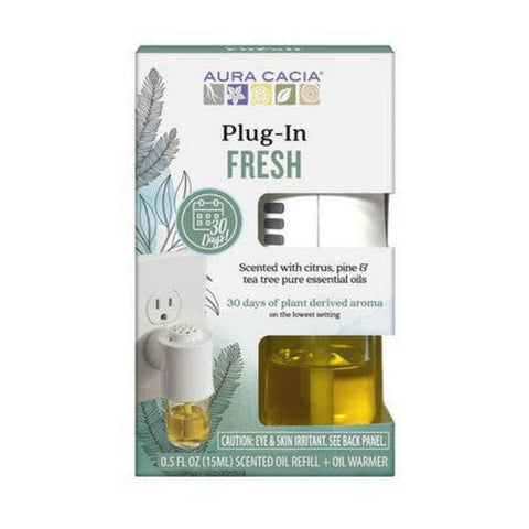Aura Cacia, Essential Oil Plug-In Warmer Plus Refill Fresh, 0.5 Oz Aura Cacia