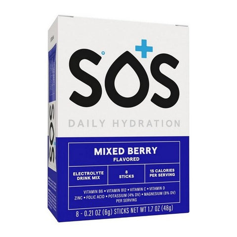 Sos Hydration, Vitamin Enhanced Electrolyte Packet Mixed Berry, 8 Count Sos Hydration