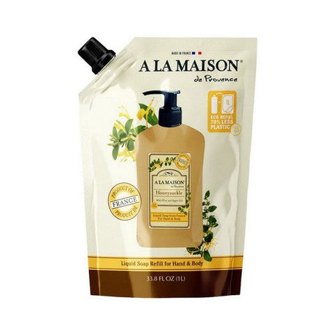 A La Maison, Liquid Soap Honeysuckle Refill Pouch, 33.8 Oz A La Maison
