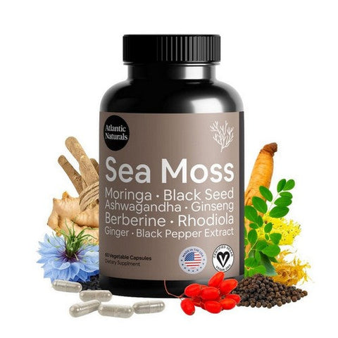 Atlantic Naturals, Sea Moss Moringa Black Seed Ashwagandha, 60 Capsules Atlantic Naturals