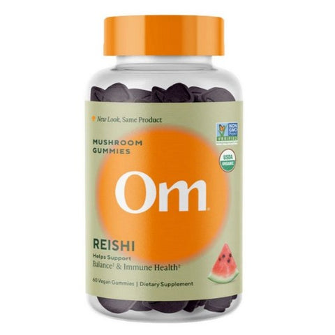 Om Mushrooms, Reishi Mushroom Gummies Watermelon Dream, 60 Count Om Mushrooms