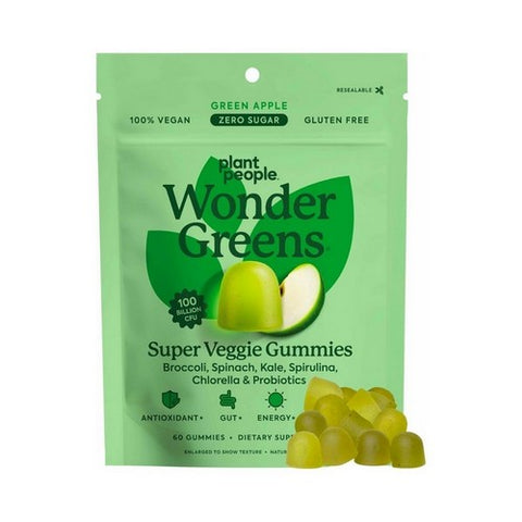 Plant People, WonderGreens Super Veggie Gummies Green Apple, 10 Count Plant People