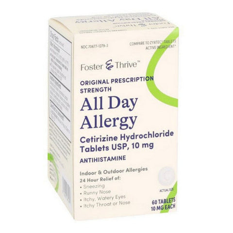 Foster And Thrive, All Day Allergy Cetirizine HCI, 10 Mg, 60 Tabs Foster And Thrive